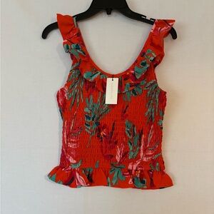 Sugarlips Vibrant Red Floral Tank Top